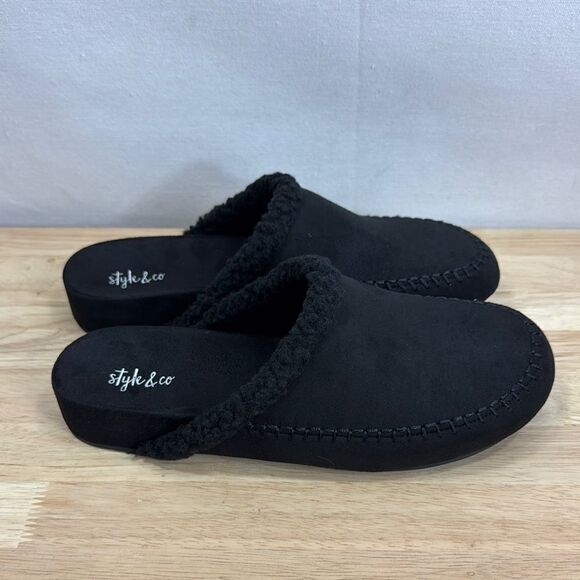 STYLE & CO Brooklyn Cozy Slipper Mules- Black- Size 8.5 M- NIB - Picture 1 of 8
